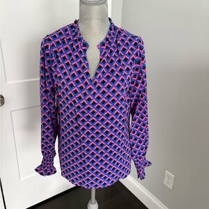 Mascomoda floral long sleeve top, dressy blouse. New with tags